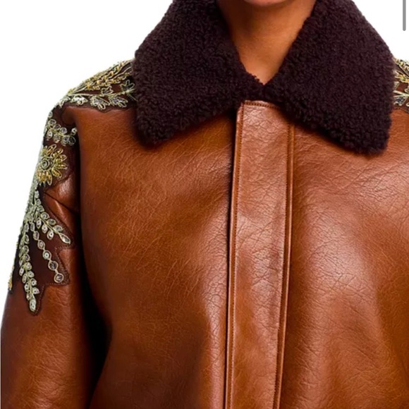 MOTHER The Mean Machine Jacket Brown Embellished Leather Jacket - Picture 8 of 16